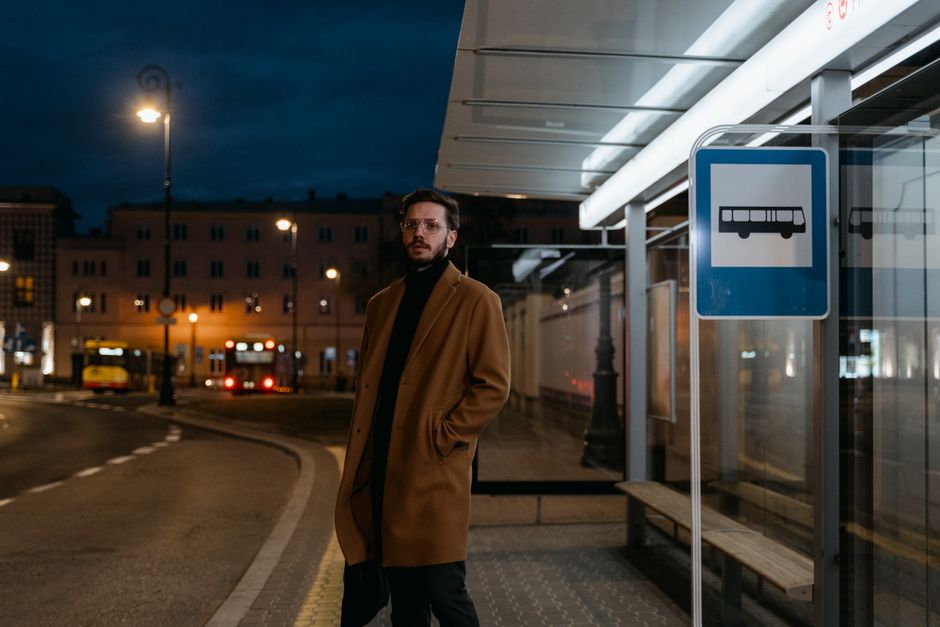 Noctilien night bus waiting at a stop in Paris