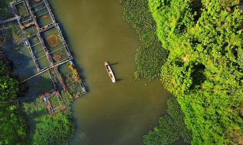 Gratis lagerfoto af båd, droneoptagelse, luftfotos