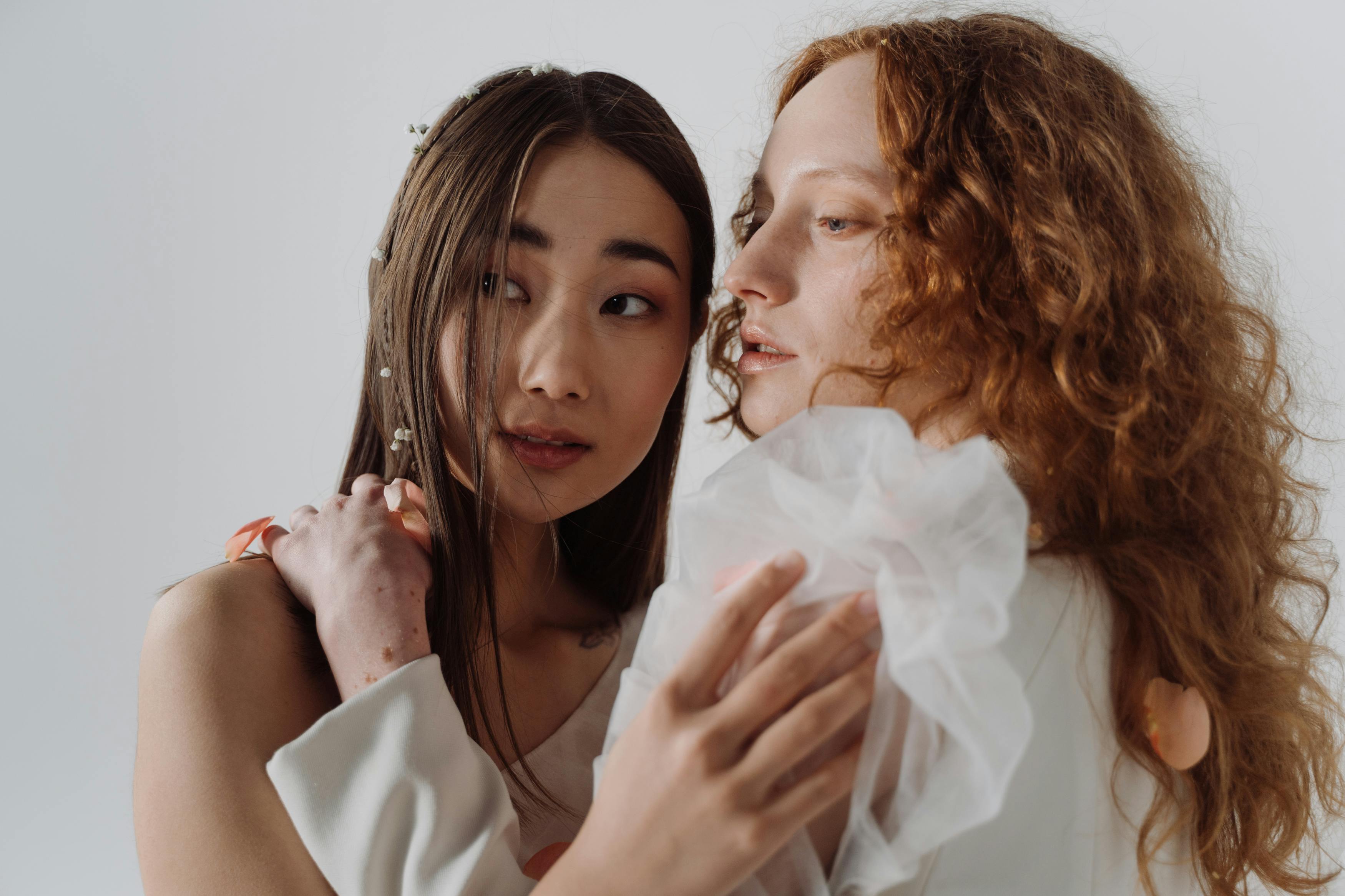 two women standing close together