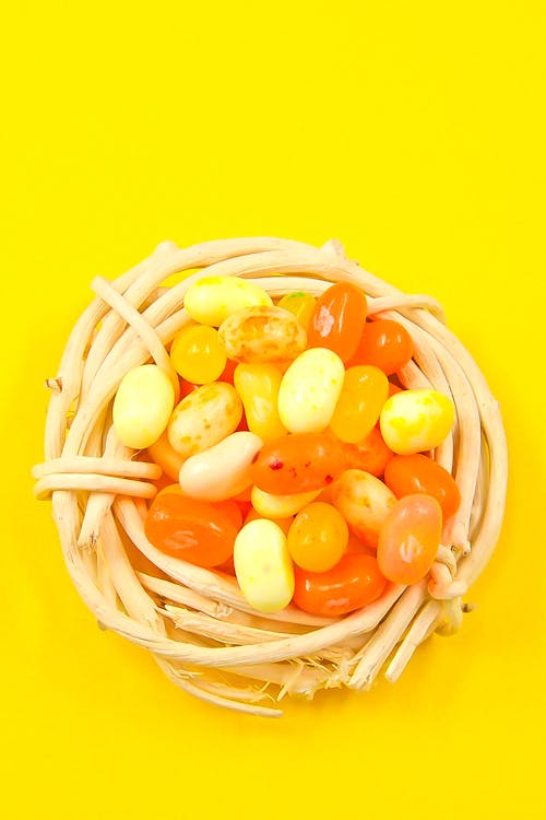 Free Close-Up Shot of Jelly Beans on a Nest Stock Photo