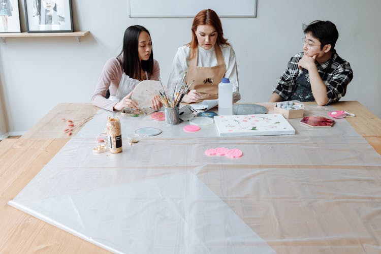 Three People At Art Class