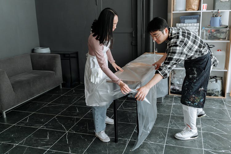 Painters Preparing Their Work Table