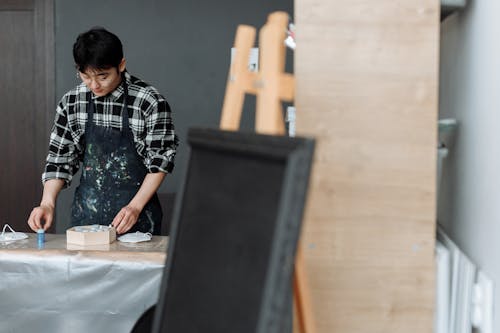 Immagine gratuita di arte, camicia a quadri, cavalletto