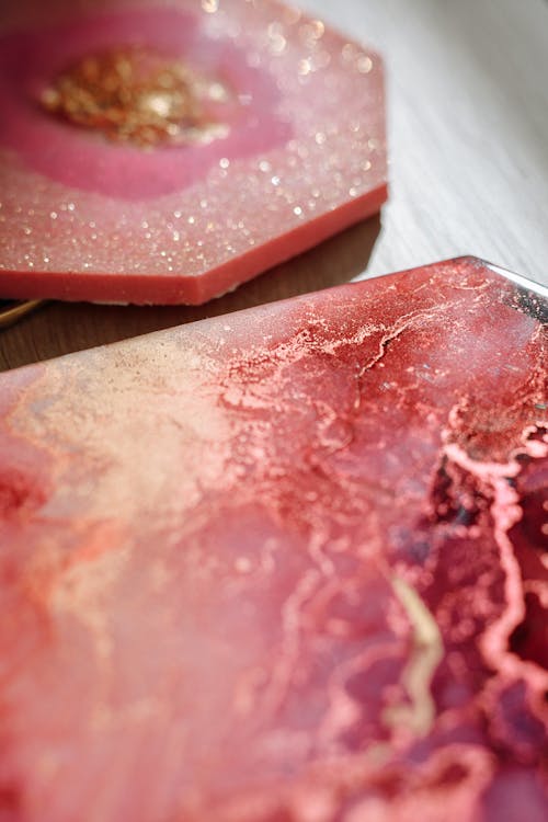 Gold Glitters in a Pink Resin