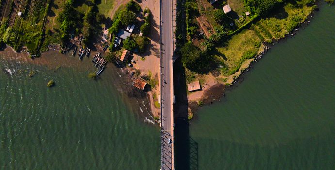 An Aerial Photography of a Bridge Near the Body of Water