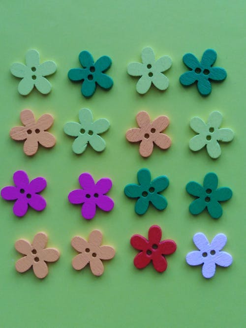 Free Wooden Flower Decor of Different Colors Stock Photo