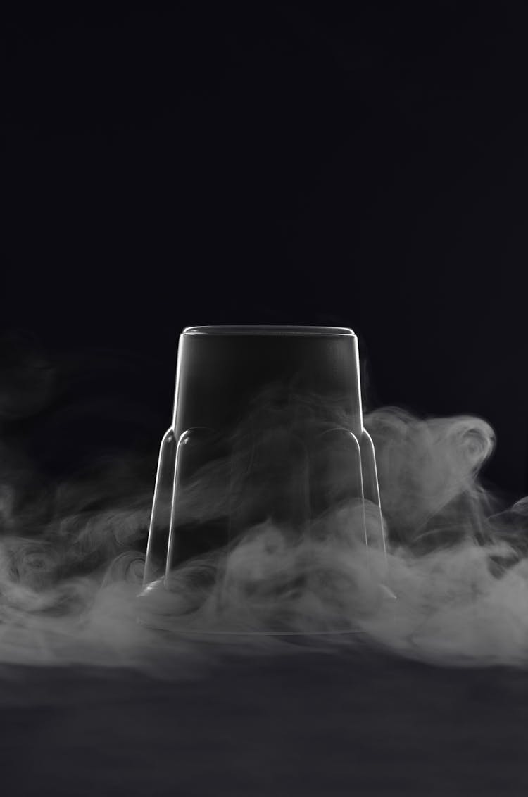 Inverted Glass With Steam In Black Studio