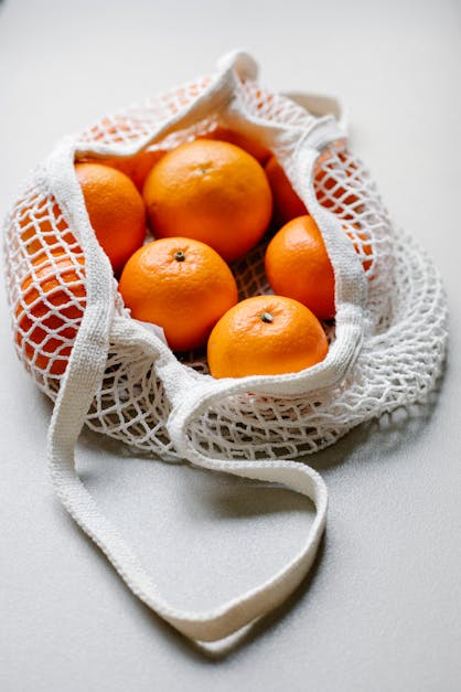 Fresh oranges in string bag · Free Stock Photo