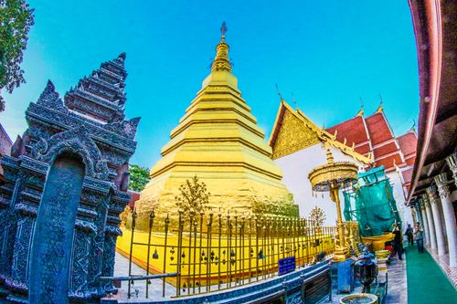 Free Golden pagoda with intricate details, capturing the beauty of Thai temple architecture. Stock Photo