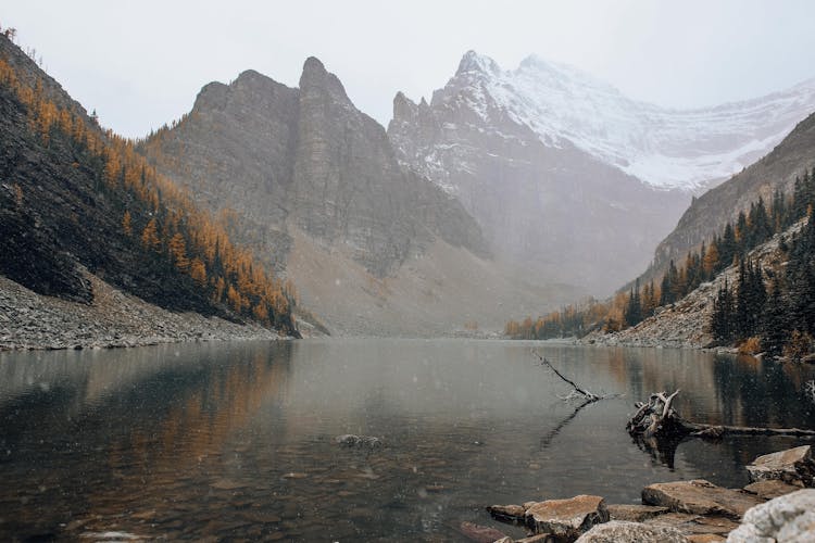 Scenic View Of Lake Agnes In Canada 