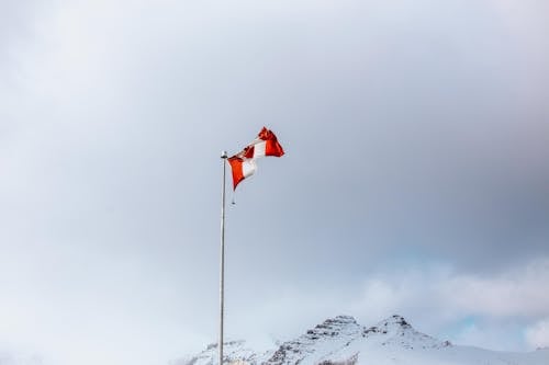 Waving Canada Flag on a Pole