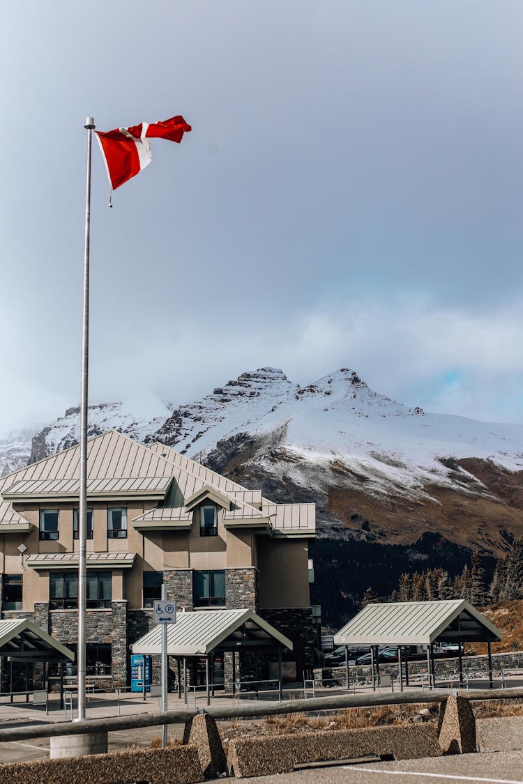 Waving Flag Near The Lodge