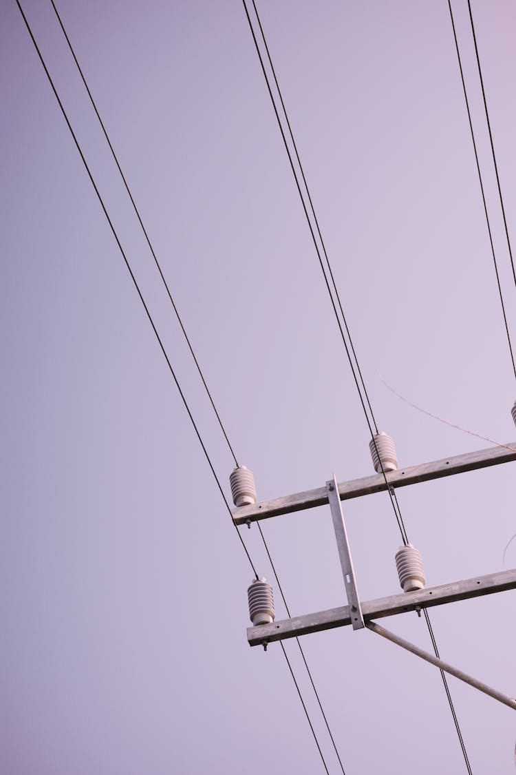 Power Lines Against Lilac Sky