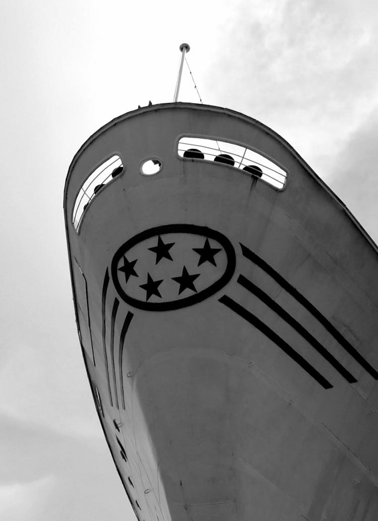 From Below Of Bow Of Large Ship