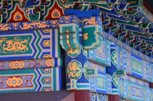 Close-up of the Colorful Architecture at the Forbidden City