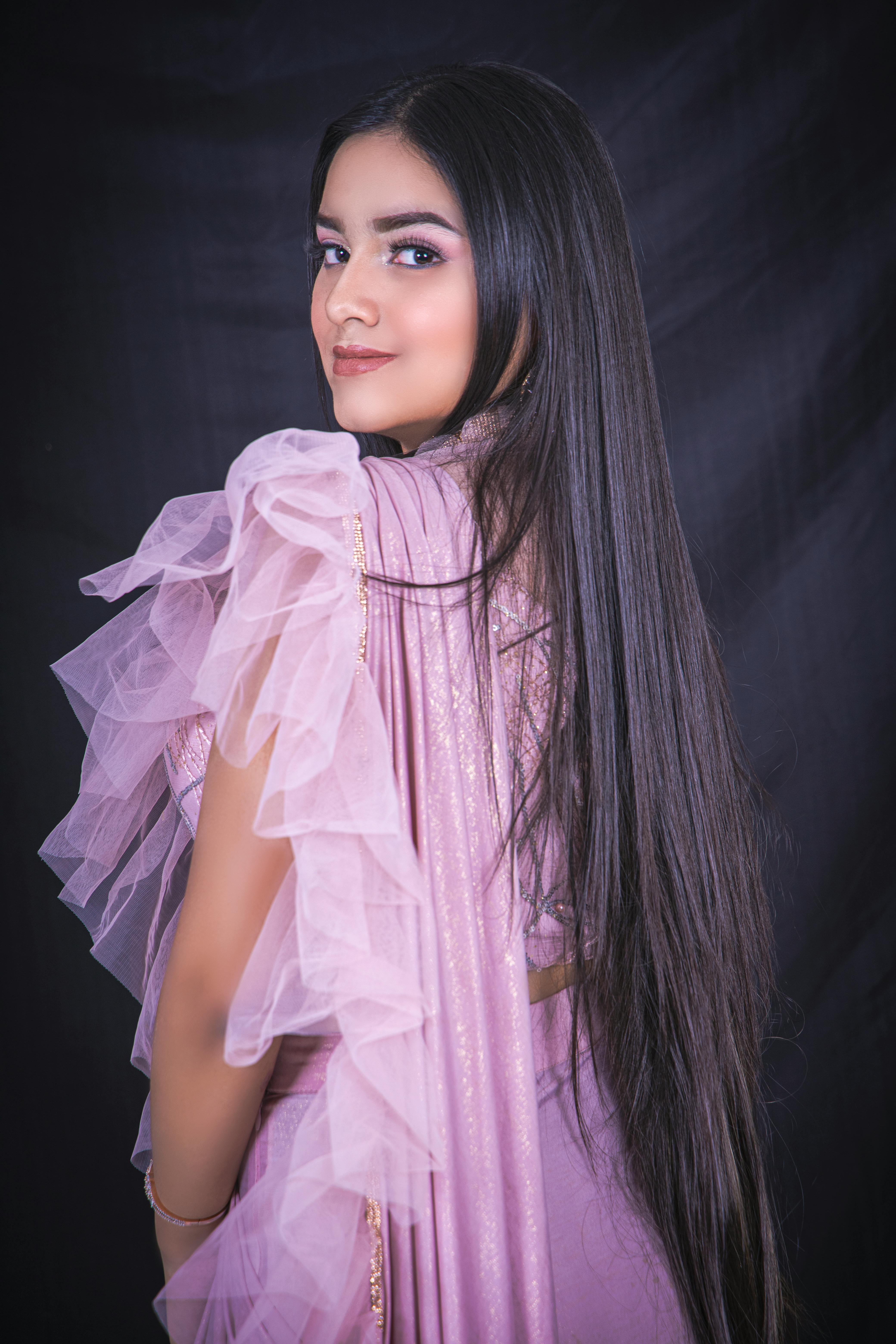 Girl in Pink and White Stripe Dress