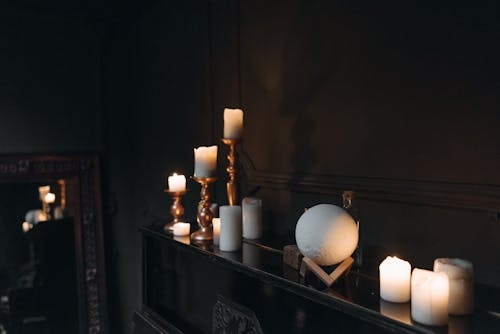 Free Lighted Candles on the Table Stock Photo