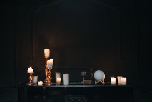 Free White Lighted Candles on the Table Stock Photo