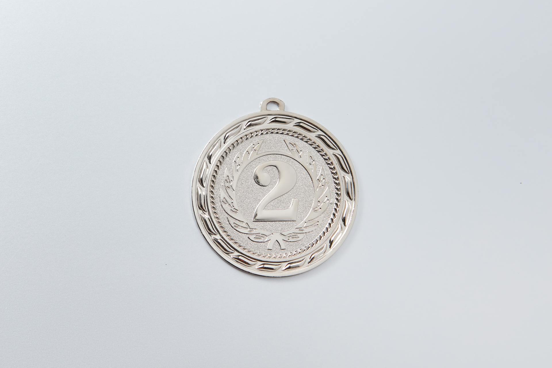 Silver Round Coin on White Surface