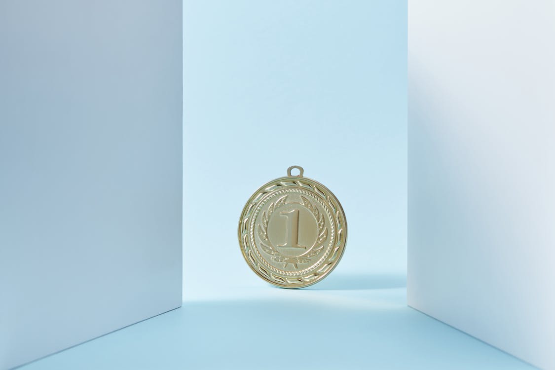 Free Gold Medal With Number One Symbol  Stock Photo