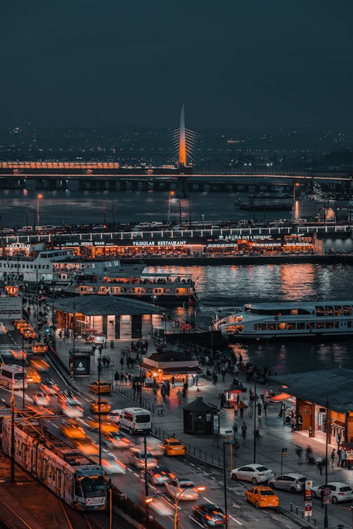 Free Cars on the Road at Night Stock Photo