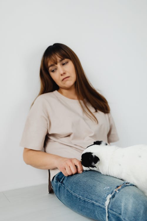 Sad Woman with Dog