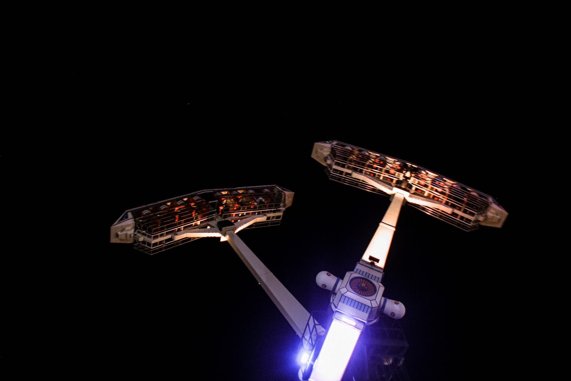 Attraction in Amusement Park at Night