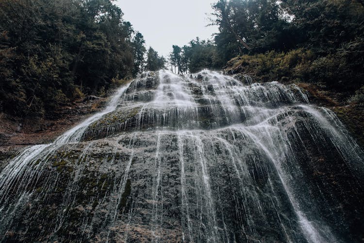 Low Angle Shot Of Bridal Veil Falls