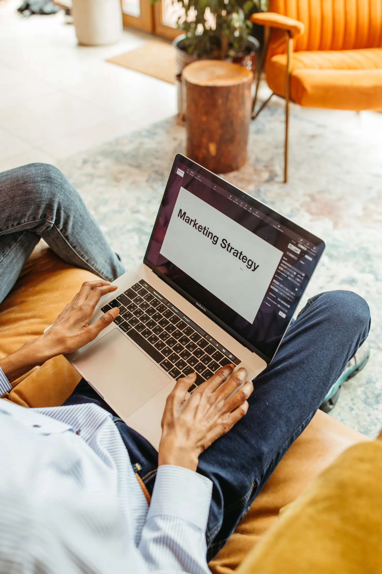 Marketing strategy and local business planning on a laptop