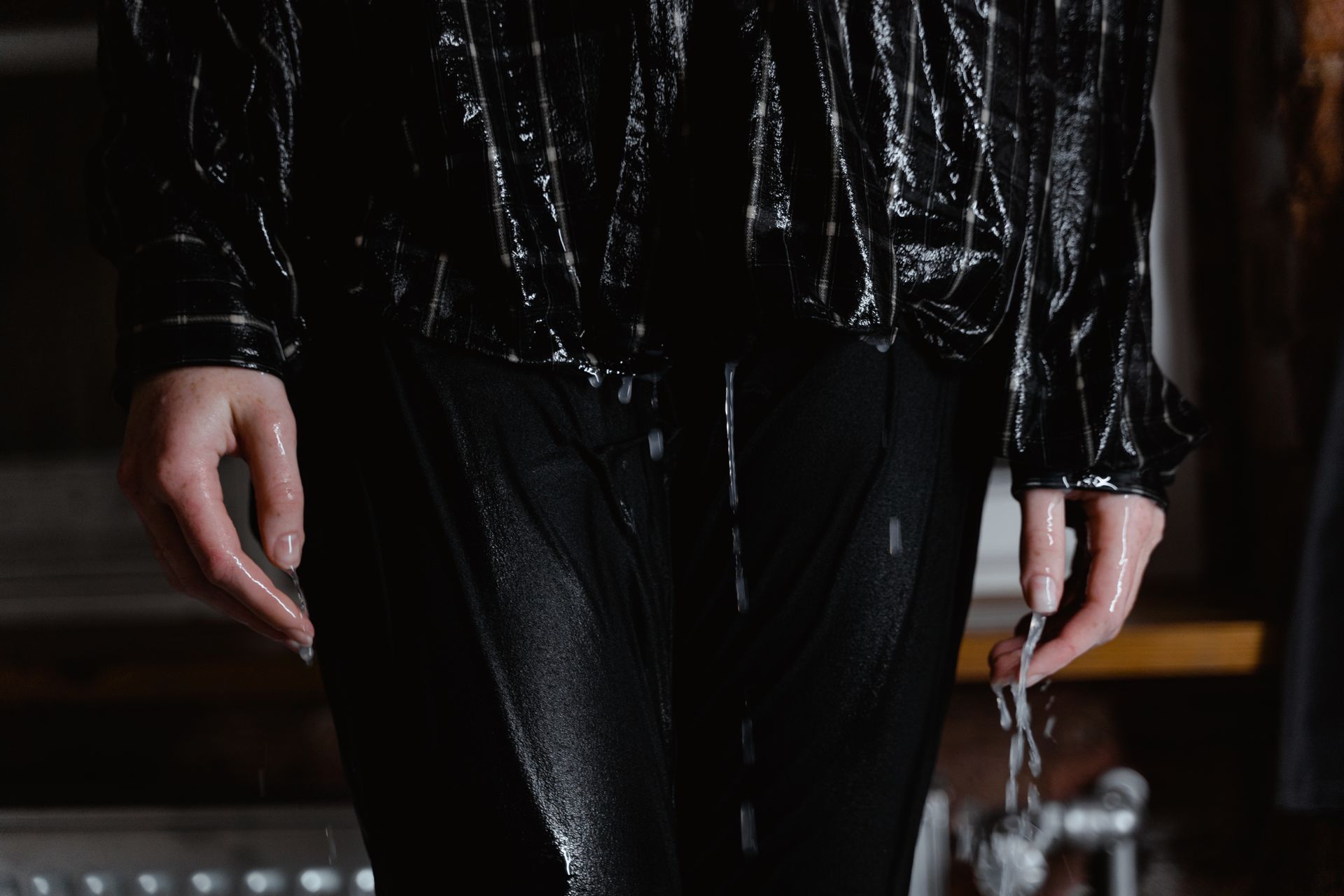 Close-Up Shot of a Person Soaked in Water