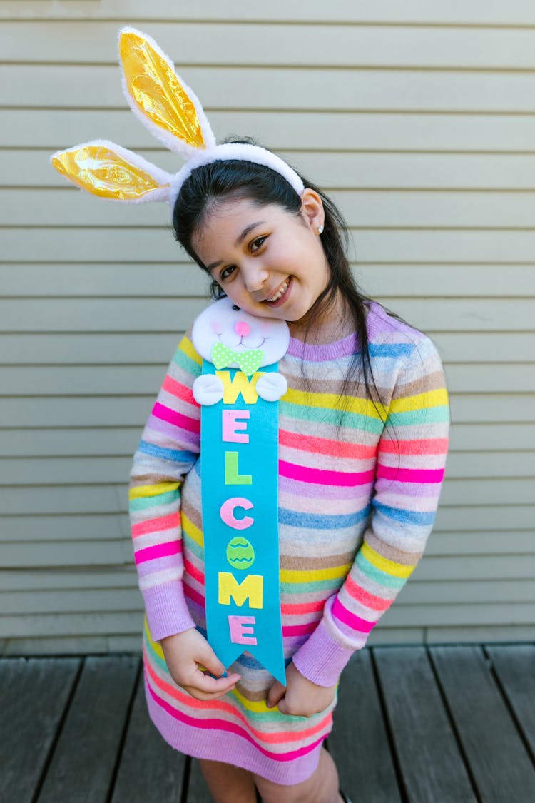 Pretty Girl Wearing A Colorful Sash