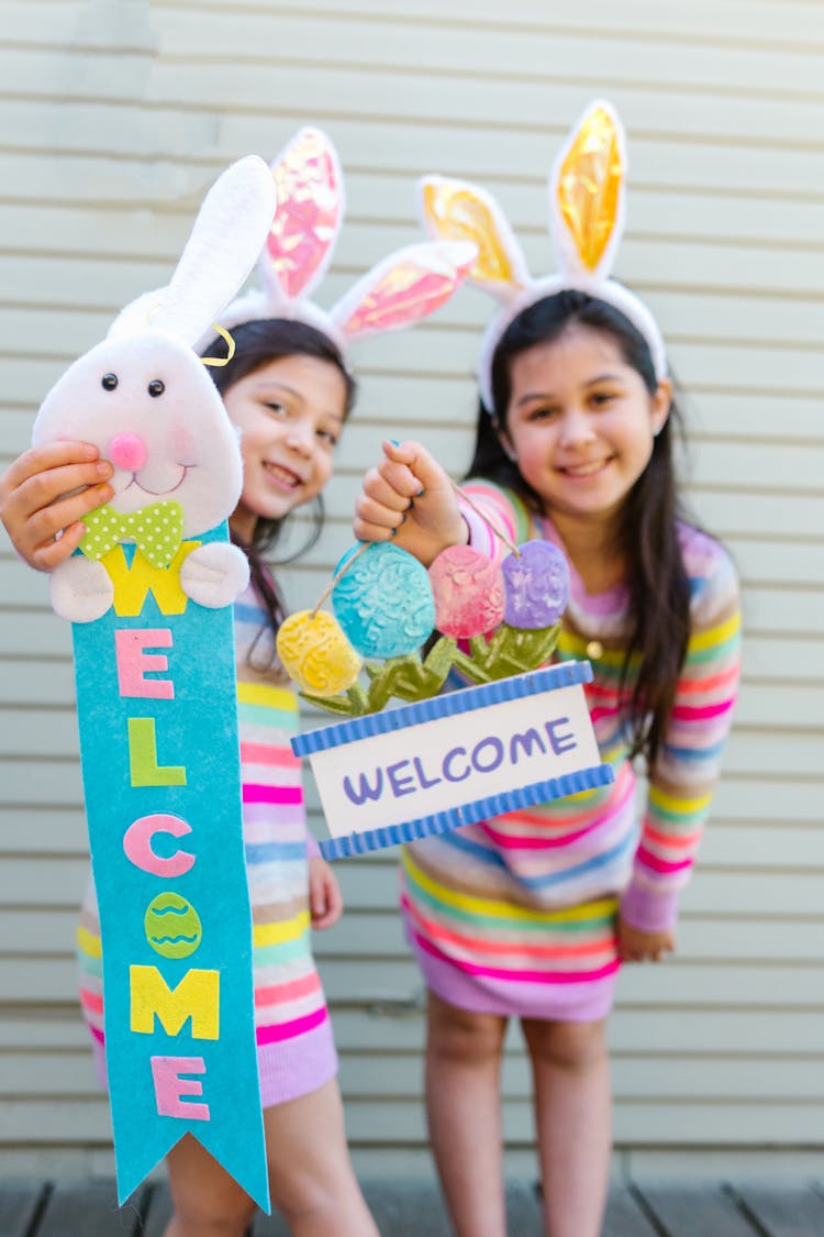 Girls Holding An Easter Decor