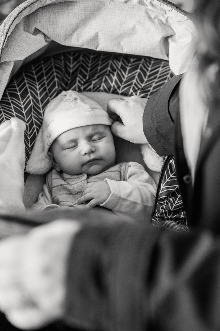 Cute Baby Sleeping In Stroller