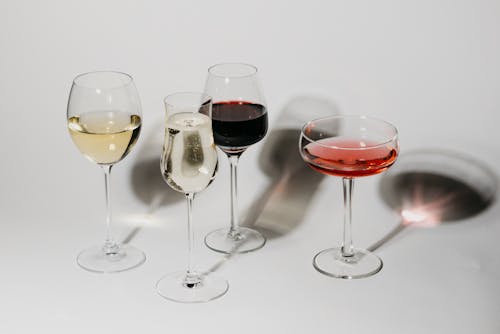 Free Red Wine and Champagne in a Glass Stock Photo
