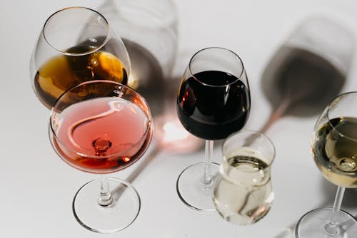 Close-Up Shot of Glasses of Alcoholic Beverages