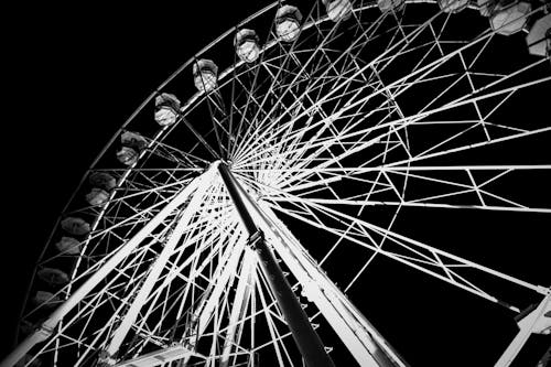 Grayscale Photography of Ferris Wheel