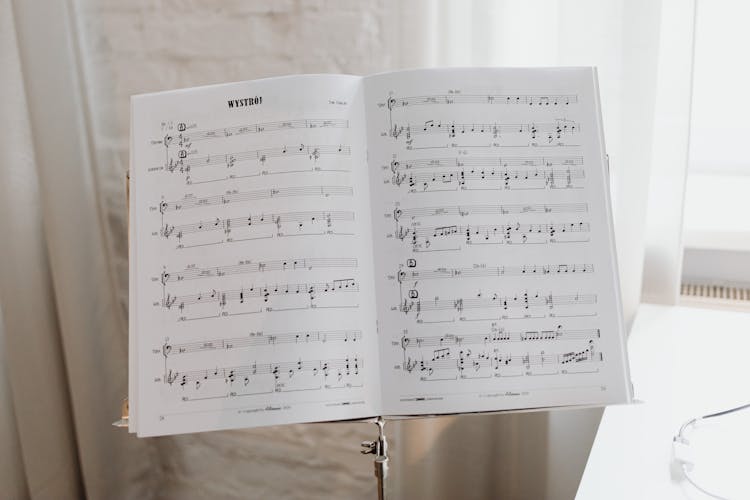 Sheet Music On The Stainless Steel Stand