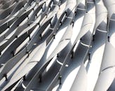 Ribbed wall of futuristic building