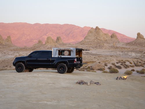 Camper Pickup on Brown Sand