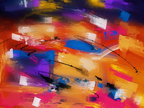 Free Abstract Painting with Bright Colors Stock Photo