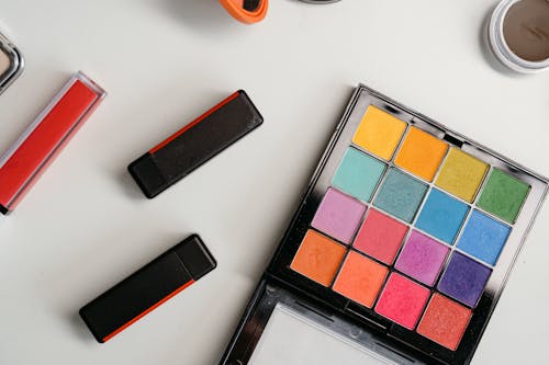 Free Make Up Palette on White Table Stock Photo