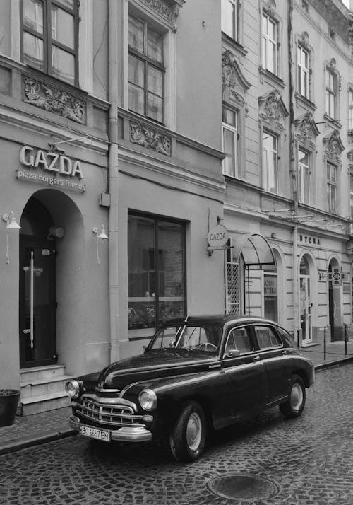 Antique Car in Front of a Building