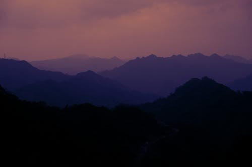 Silhouette of Mountains at Dusk