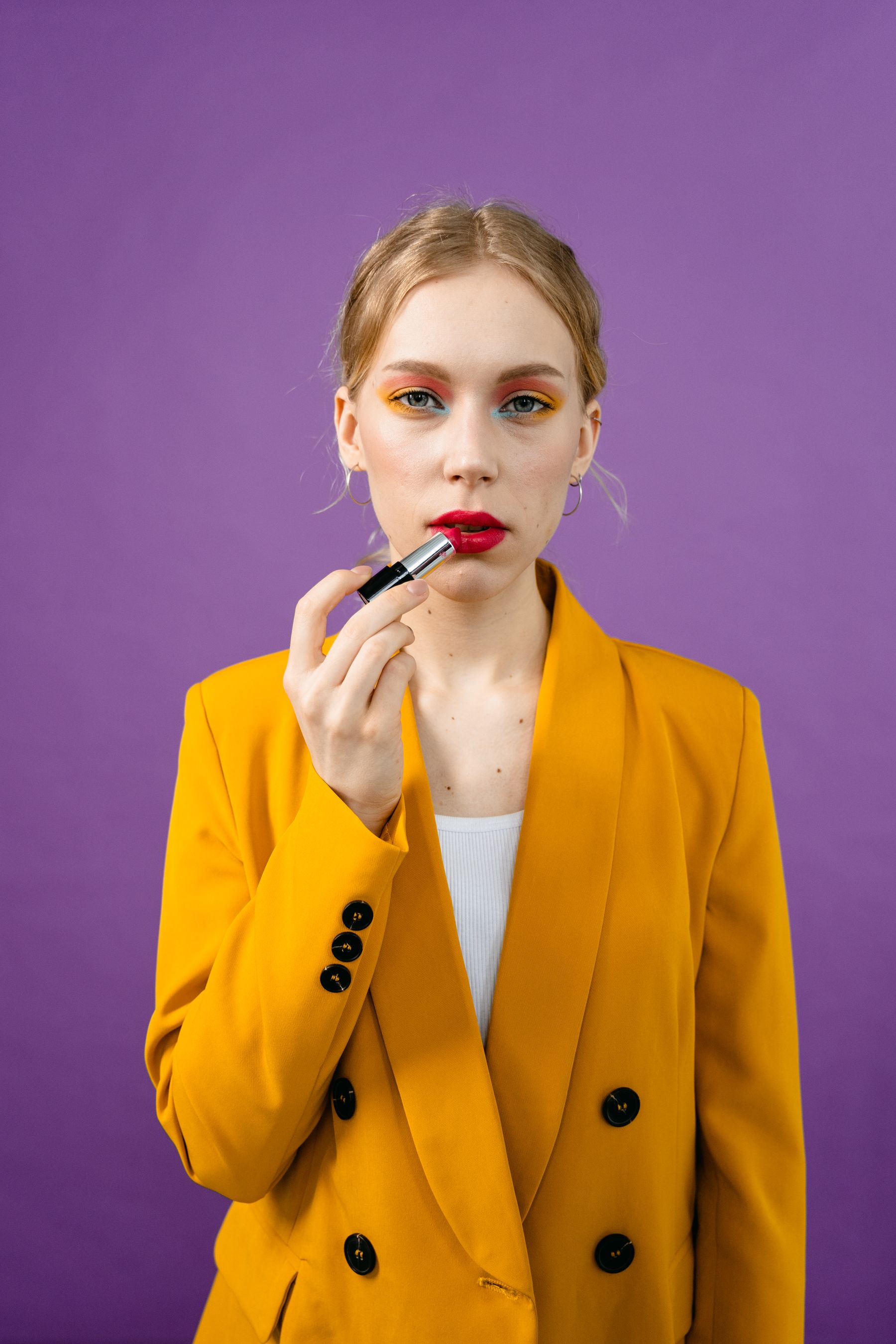Modern beauty portrait with vivid styling