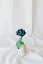 Blue Rose on White Textile