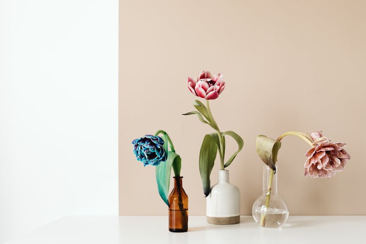 Assorted Flowers In Vases