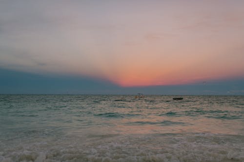 Scenic sunset over sea in summer