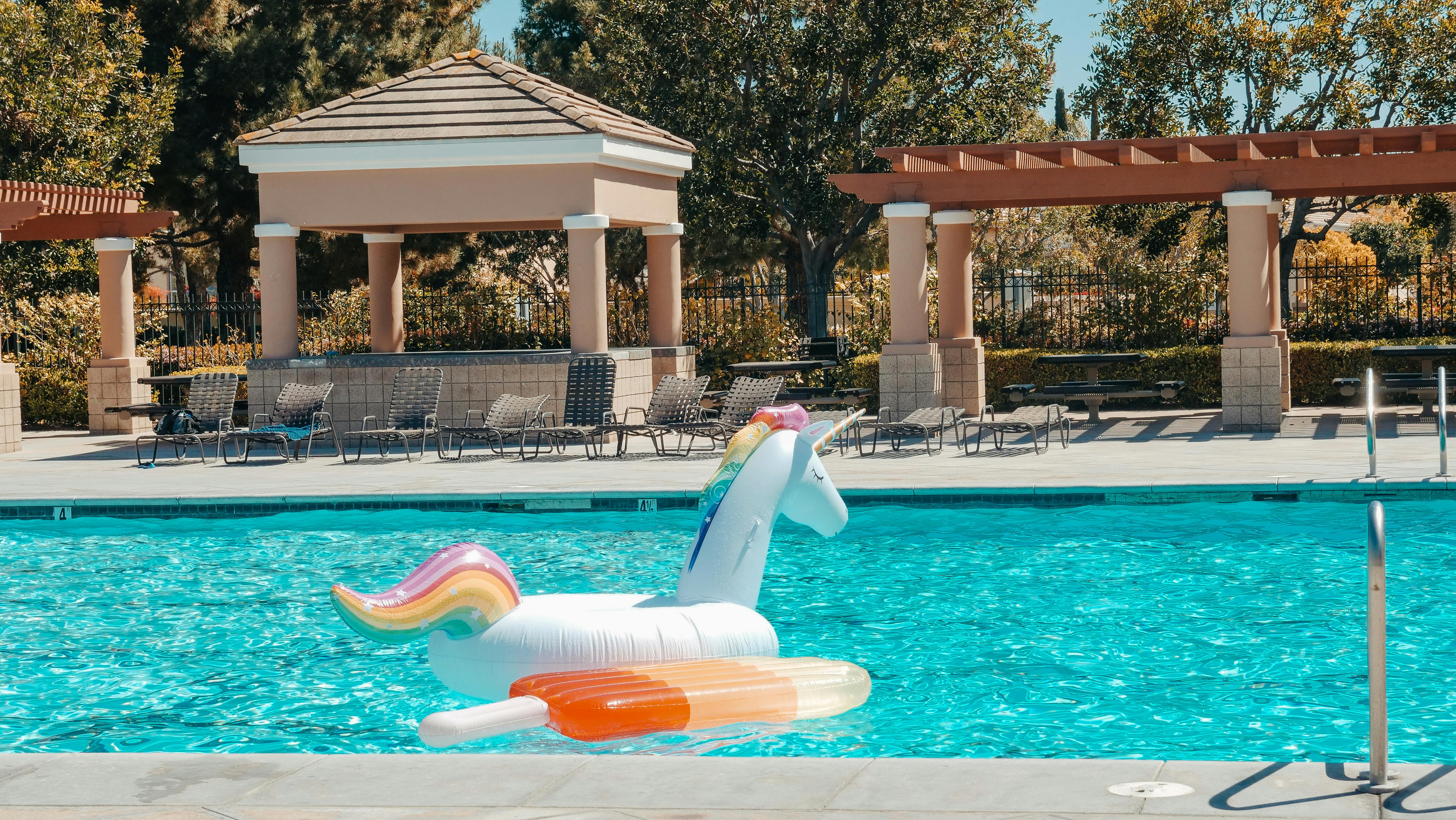 two inflatable pool floats on the swimming pool