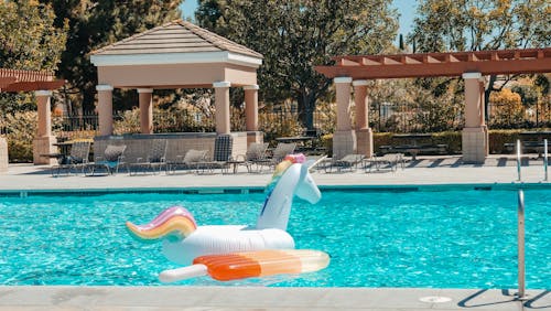 Two Inflatable Pool Floats on the Swimming Pool