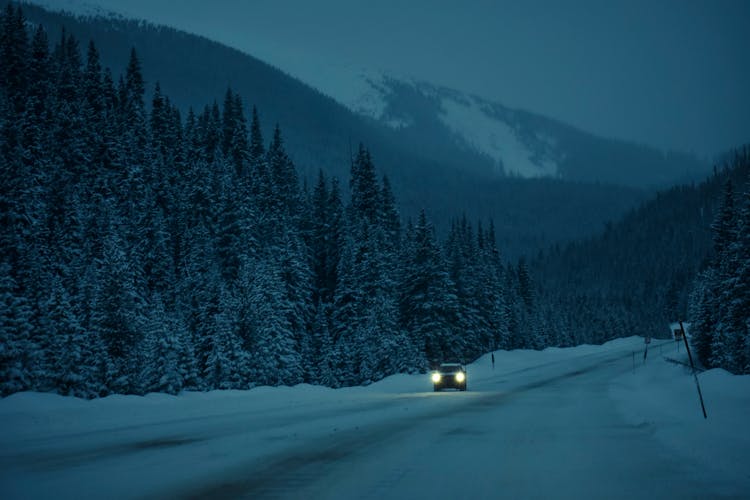 Car On Snowy Road